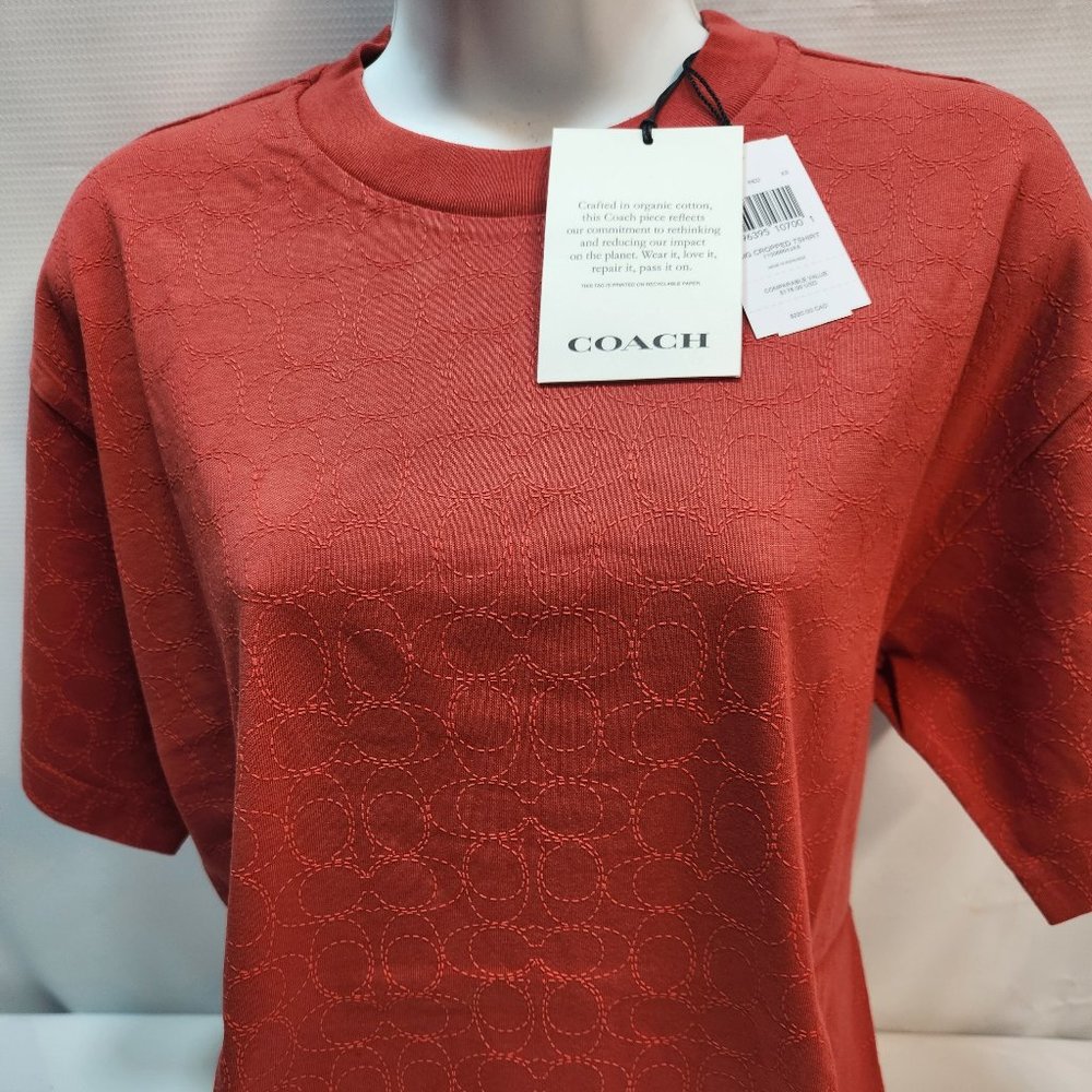 COACH Women's Textured Short-Sleeve Top in Rust